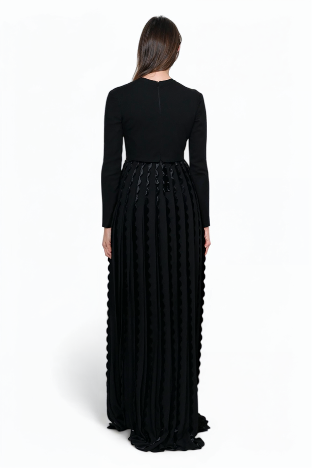 Valentino Black Gown with Velvet Ribbon Detailing