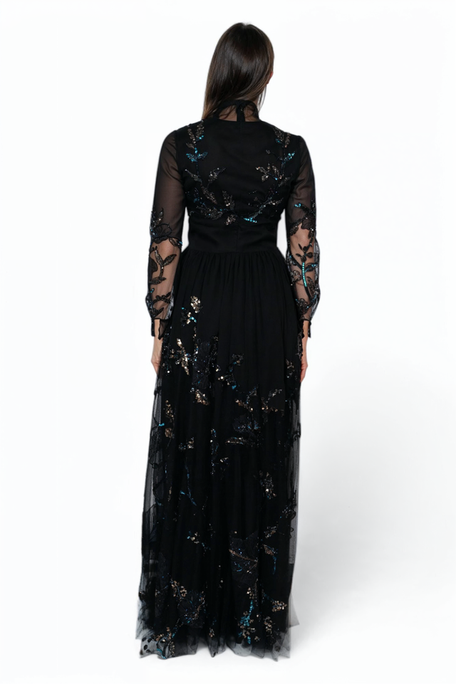 Valentino Embroidered Sheer Gown with Bow Detail