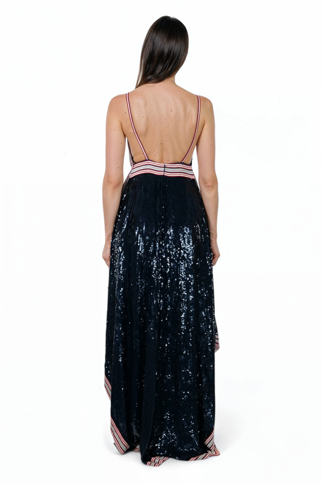 Valentino Sequined Handkerchief Hem Gown - Midnight Sparkle