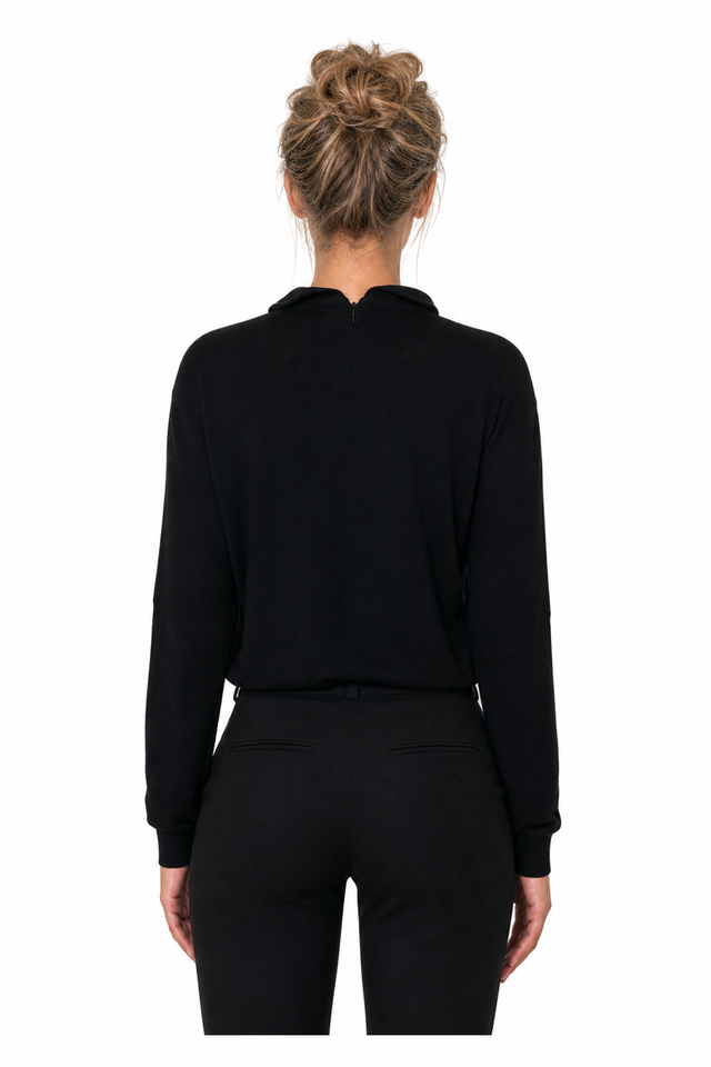 Valentino Sequined Peter Pan Collar Silk-Blend Sweater in Jet Black