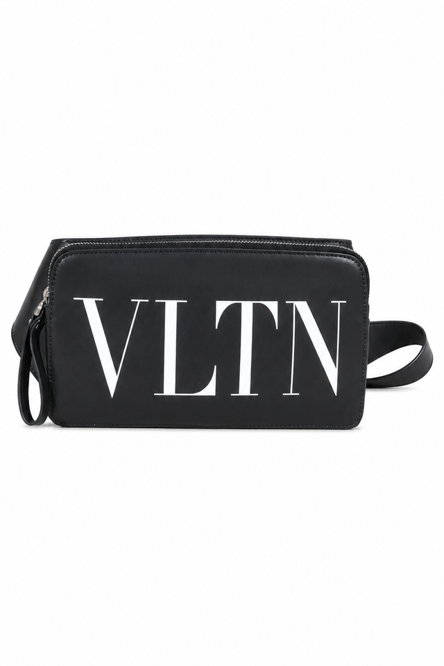Valentino Garavani VLTN Leather Belt Bag in Black