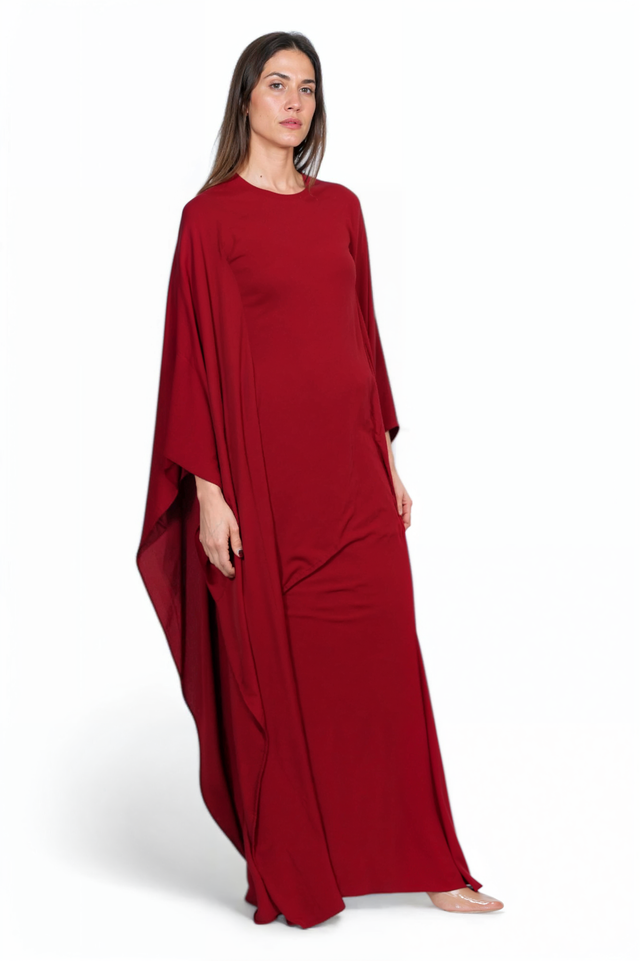 Valentino Draped Caftan Gown in Crimson Red