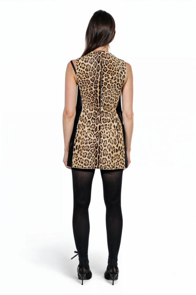 Valentino Leopard Print Utility Dress with Brown Accents