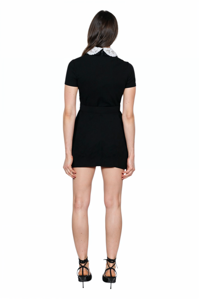 Valentino Black Romper with Lace Collar