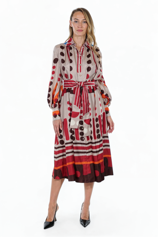 Valentino Printed Belted Shirt Dress