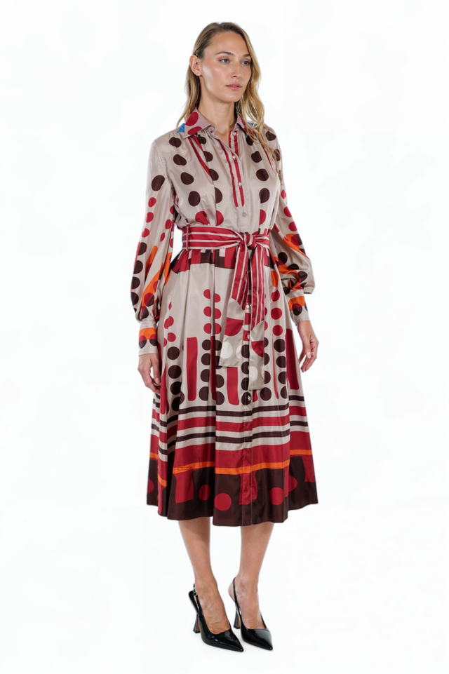 Valentino Printed Belted Shirt Dress