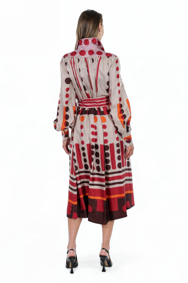 Valentino Printed Belted Shirt Dress