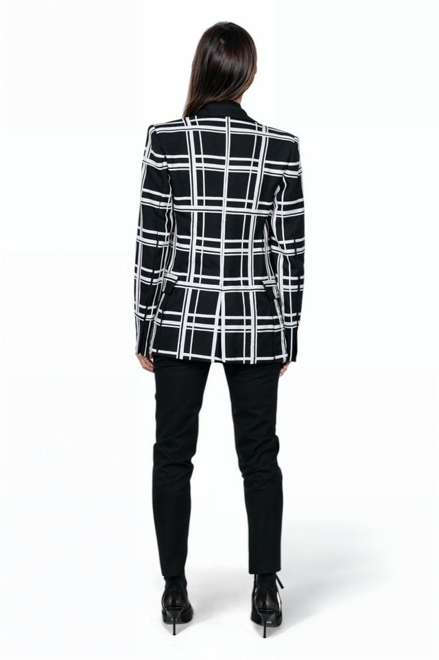 Valentino Black & White Grid Pattern Blazer