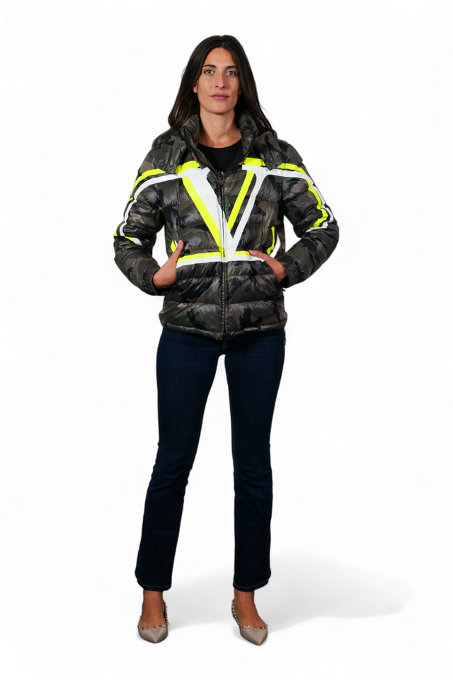 Valentino Camouflage VLogo Down Puffer Jacket — Green Camo