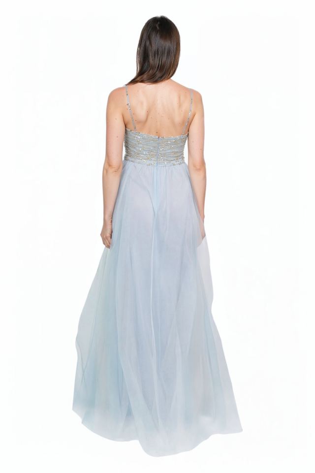 Valentino Powder Blue Tulle Gown with Embroidered Bodice