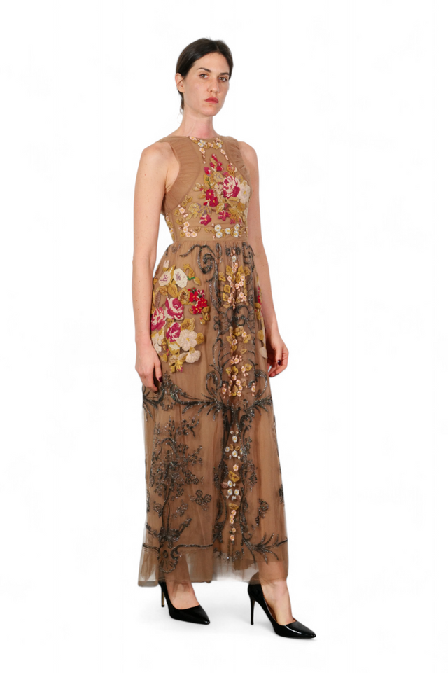 Valentino Embroidered Floral Tulle Gown
