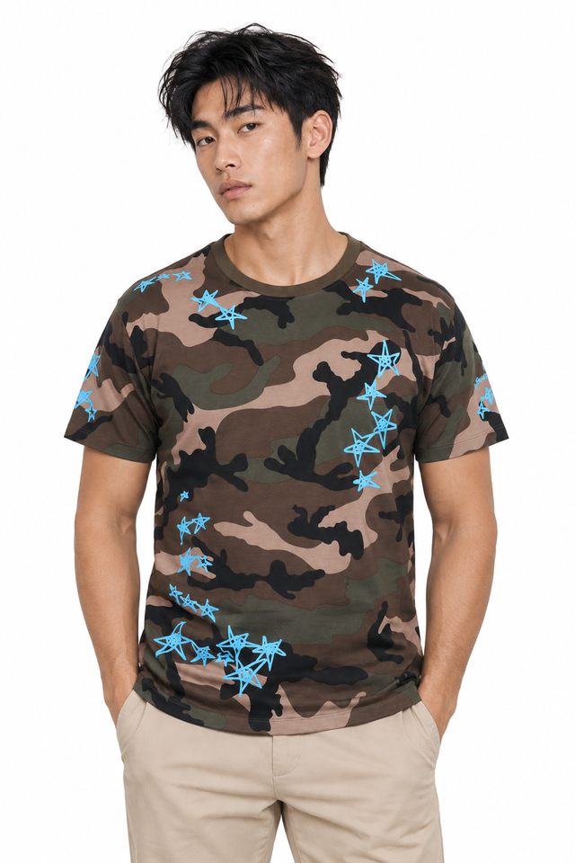 Valentino Men's Camouflage & Star Print T-Shirt