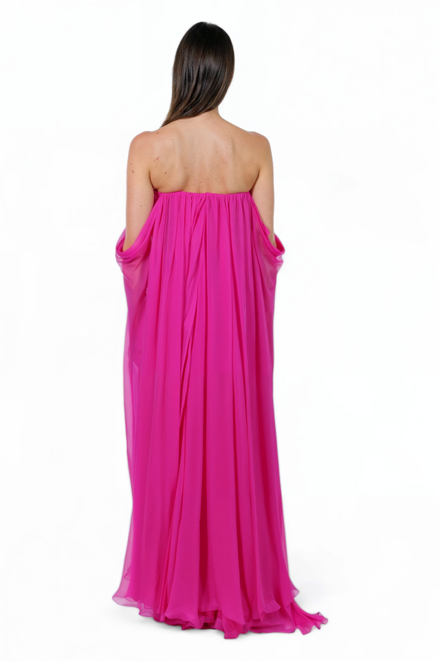 Valentino Off-Shoulder Draped Gown - Vibrant Fuchsia