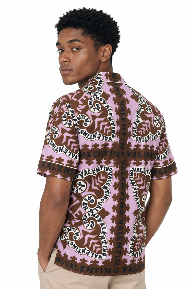 Valentino Foulard Archive Logo Printed Silk Short-Sleeve Shirt
