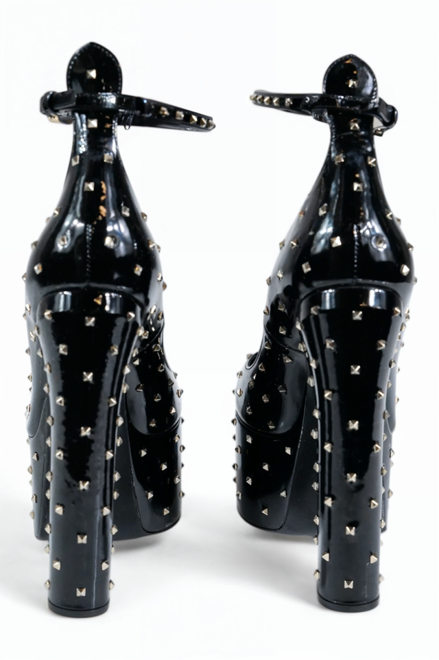 Valentino Rockstud Platform Pumps in Black Patent Leather
