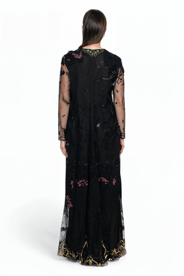 Valentino Sheer Embroidered Gown with Ornate Detailing