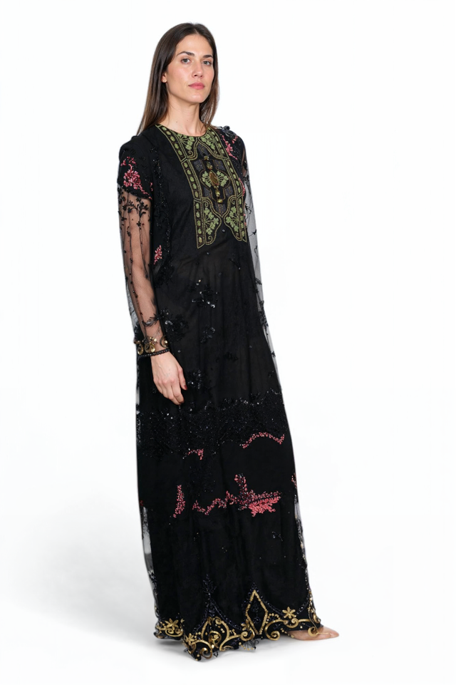 Valentino Sheer Embroidered Gown with Ornate Detailing