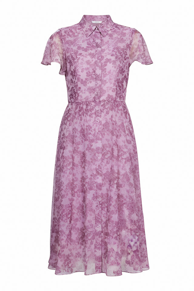 Mikael Aghal Pink Floral Georgette Midi Dress