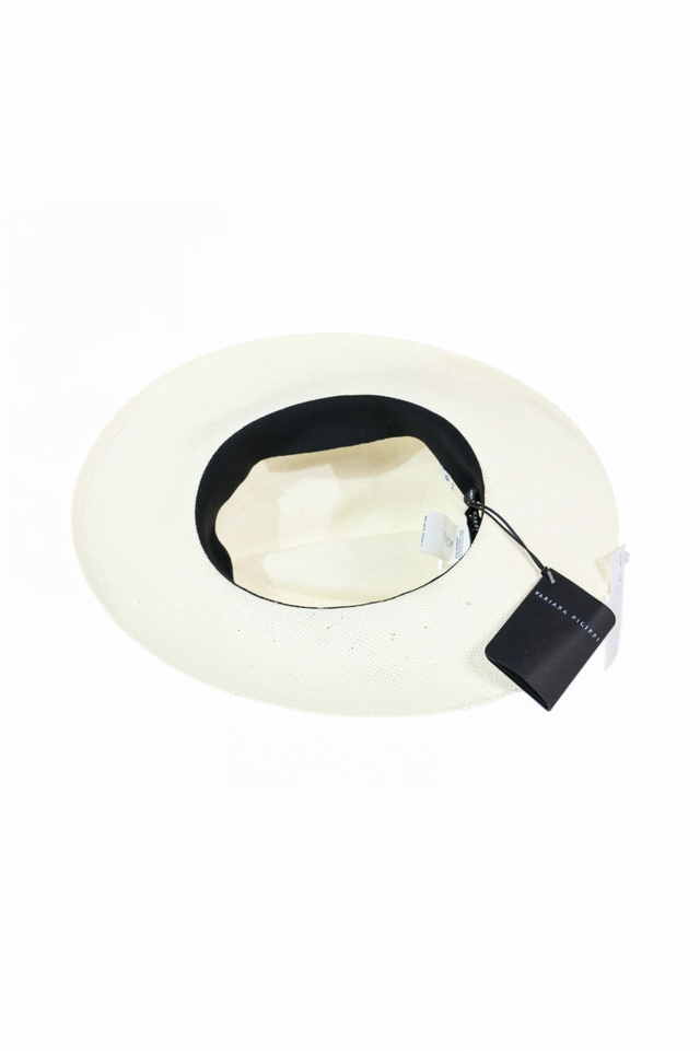 Fabiana Filippi White Panama Hat with Blue Gradient Band
