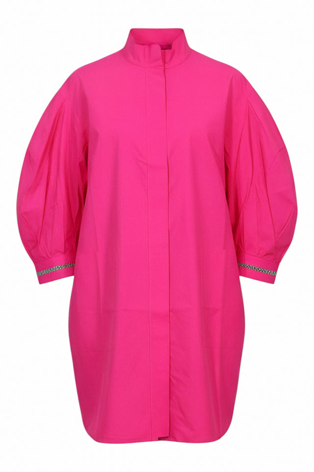 Fabiana Filippi Fuchsia Puff-Sleeve Shirt Dress