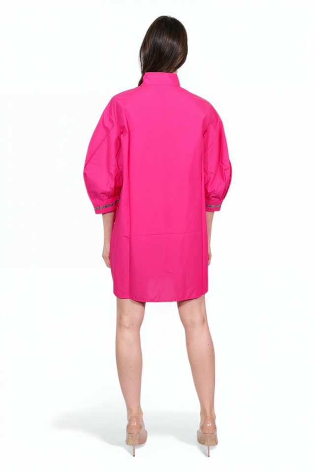 Fabiana Filippi Fuchsia Puff-Sleeve Shirt Dress