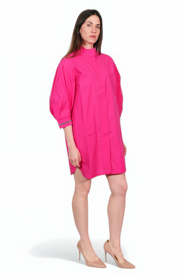 Fabiana Filippi Fuchsia Puff-Sleeve Shirt Dress