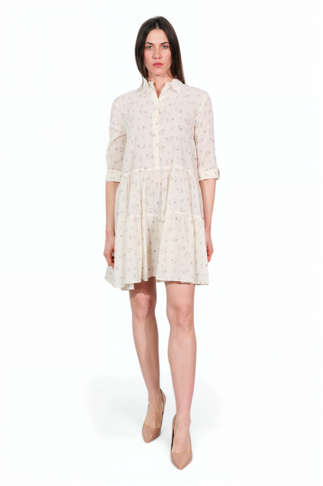 Fabiana Filippi Ivory Floral Shirt Dress