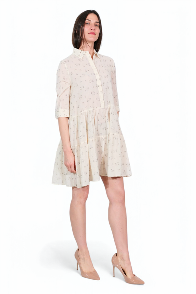 Fabiana Filippi Ivory Floral Shirt Dress