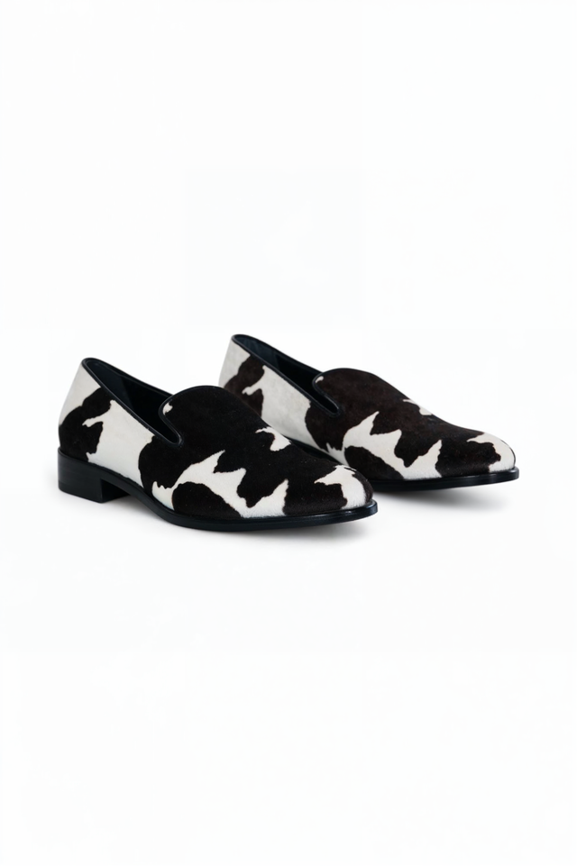 Fabiana Filippi Black & White Calf Hair Loafers