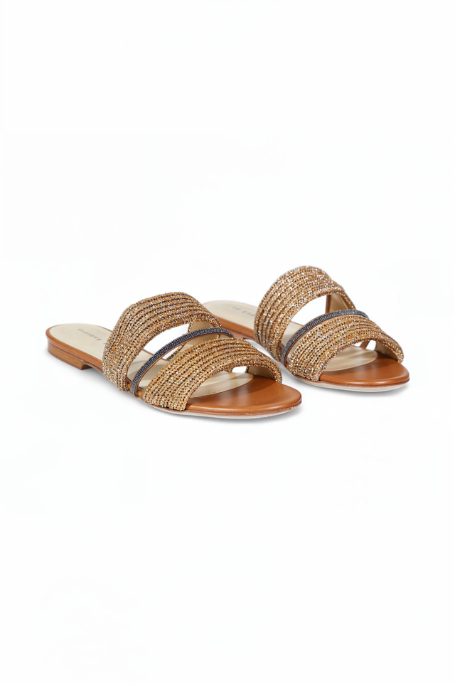 Fabiana Filippi Natural Raffia Slide Sandals
