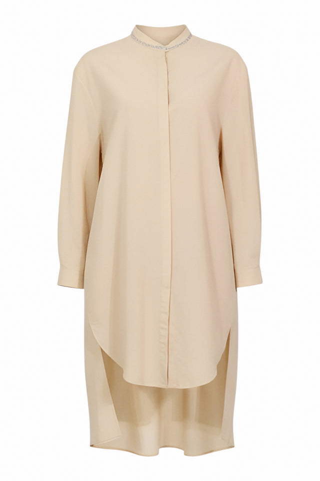 Fabiana Filippi Beige Cotton Poplin Shirt Dress