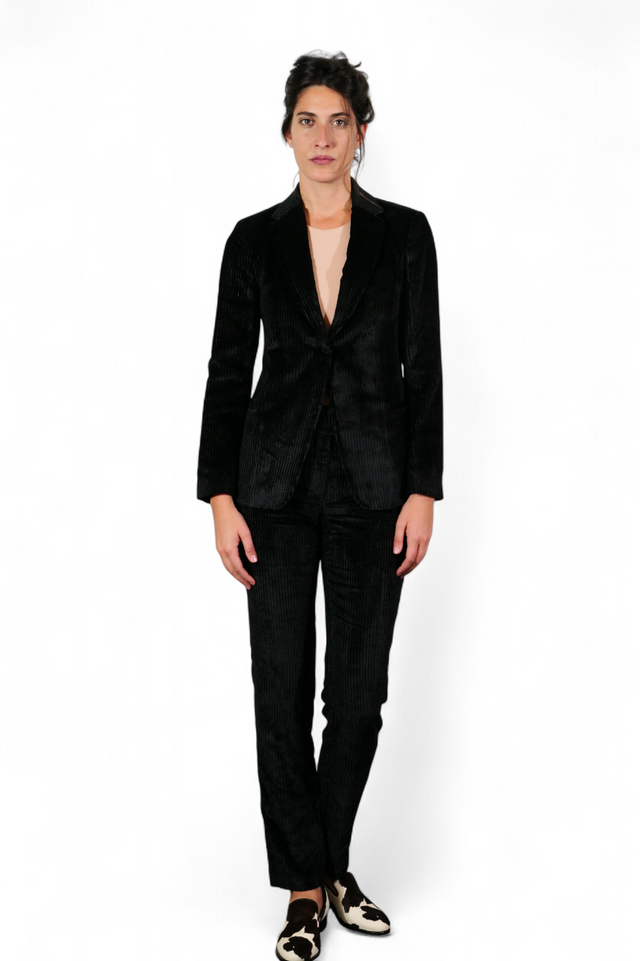 Fabiana Filippi Velvet Pinstripe Blazer — Black