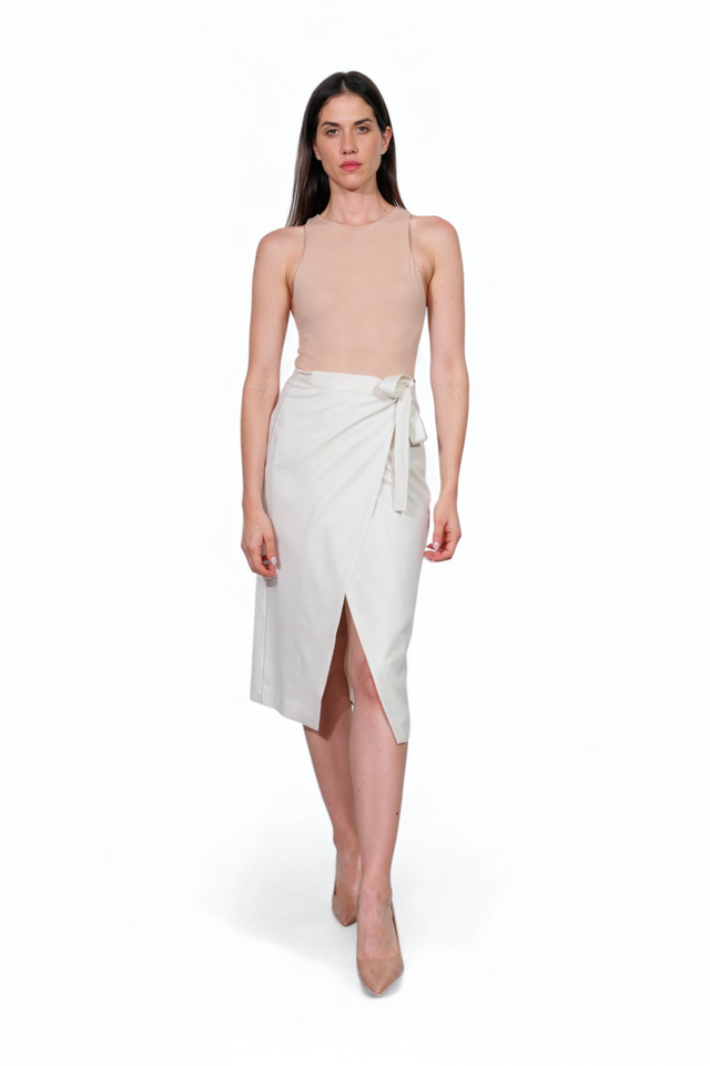 Fabiana Filippi Ivory Wrap Midi Skirt