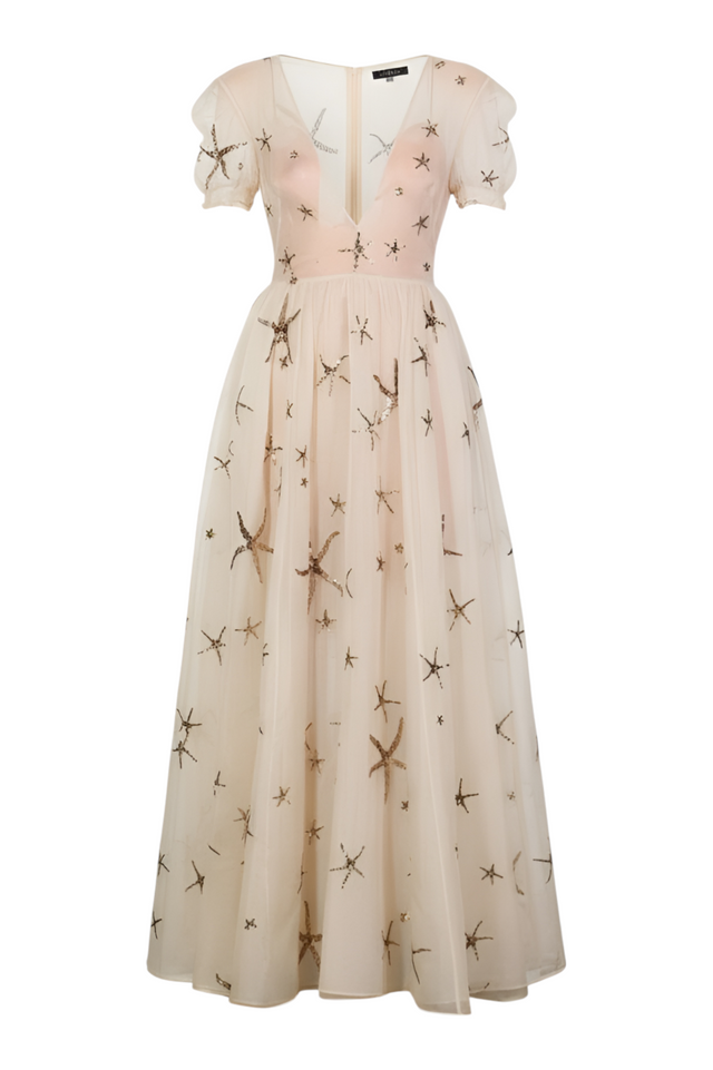Valentino Embellished Starfish Tulle Gown