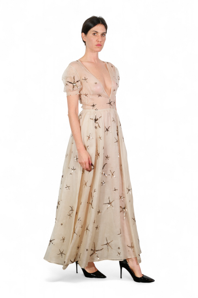 Valentino Embellished Starfish Tulle Gown