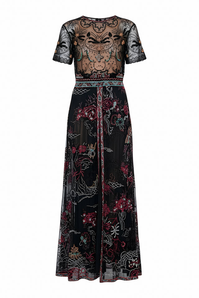Valentino Embroidered Sheer Lace Maxi Gown