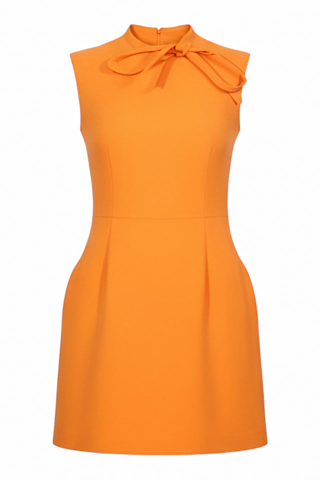 Valentino Sleeveless Mini Dress with Bow Detail in Orange