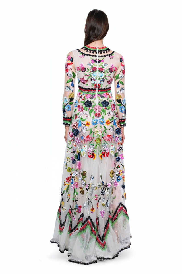Valentino Embroidered Tulle Gown with Floral Motif