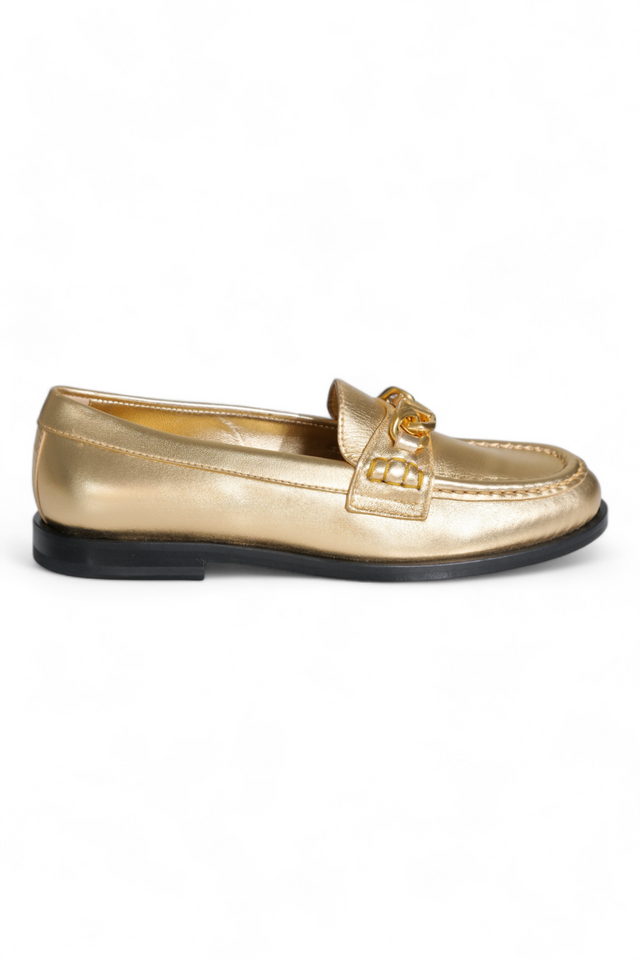 Valentino Garavani Metallic Gold Loafers