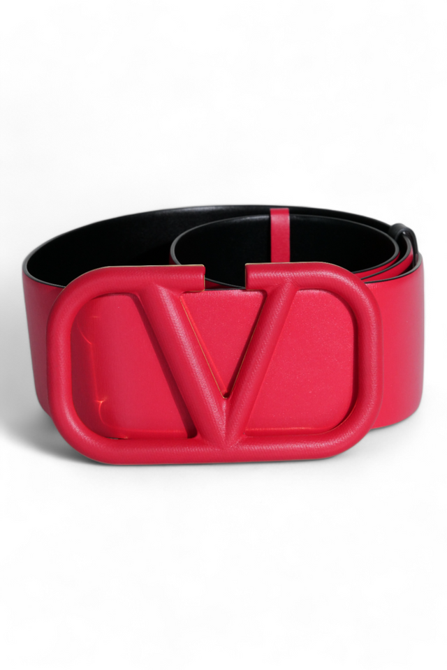 Valentino Garavani V-Ring Bold Red Reversible Belt