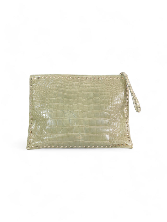 Valentino Garavani Rockstud Clutch mit Krokodilprägung