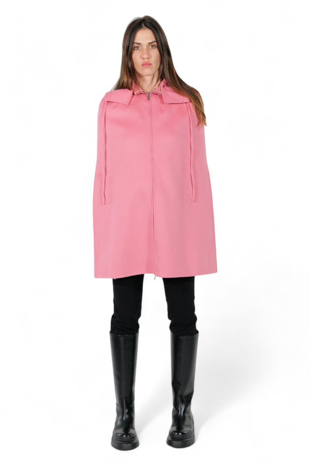 Valentino Pink Wool Cape with Bow Collar