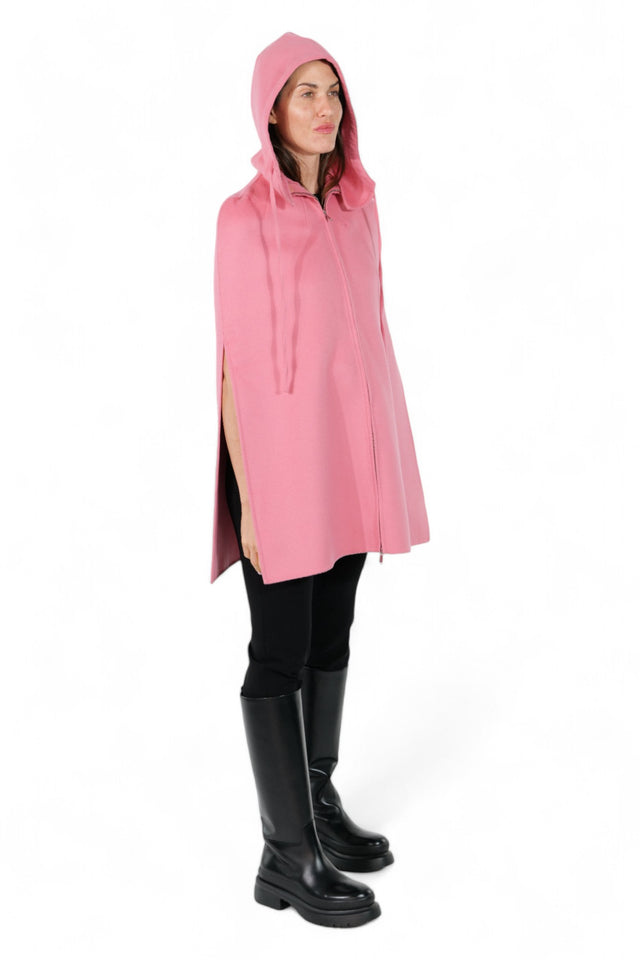 Valentino Pink Wool Cape with Bow Collar