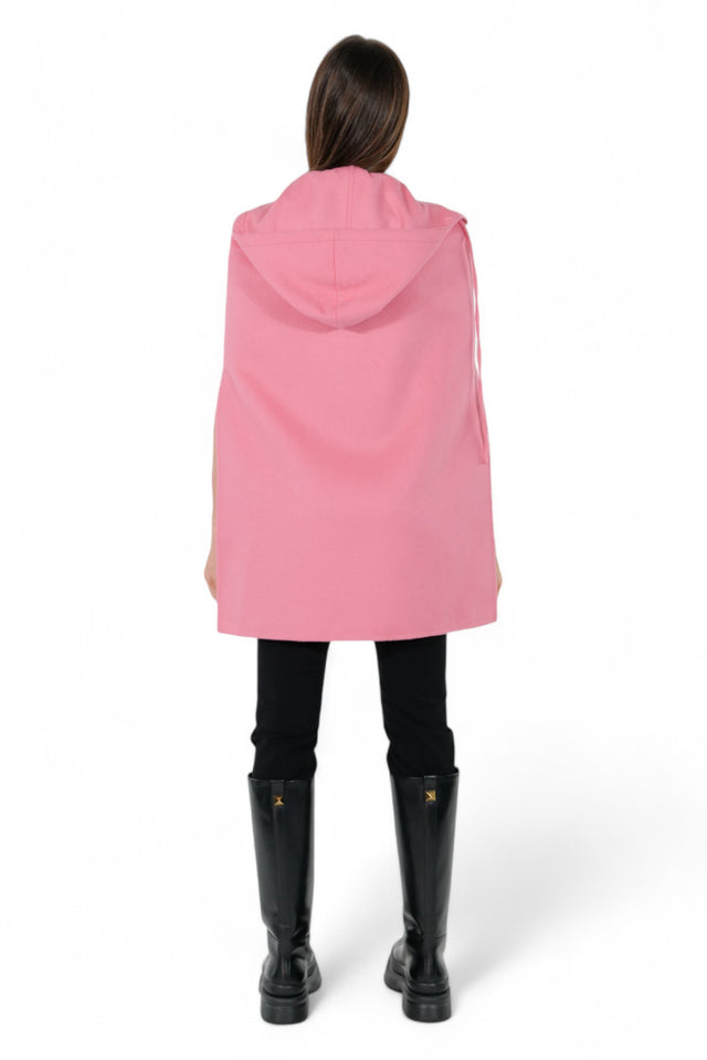 Valentino Pink Wool Cape with Bow Collar