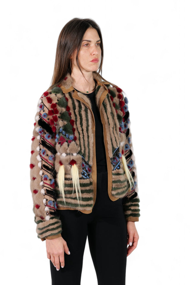 Valentino Artistic Multicolor Mink Fur Jacket