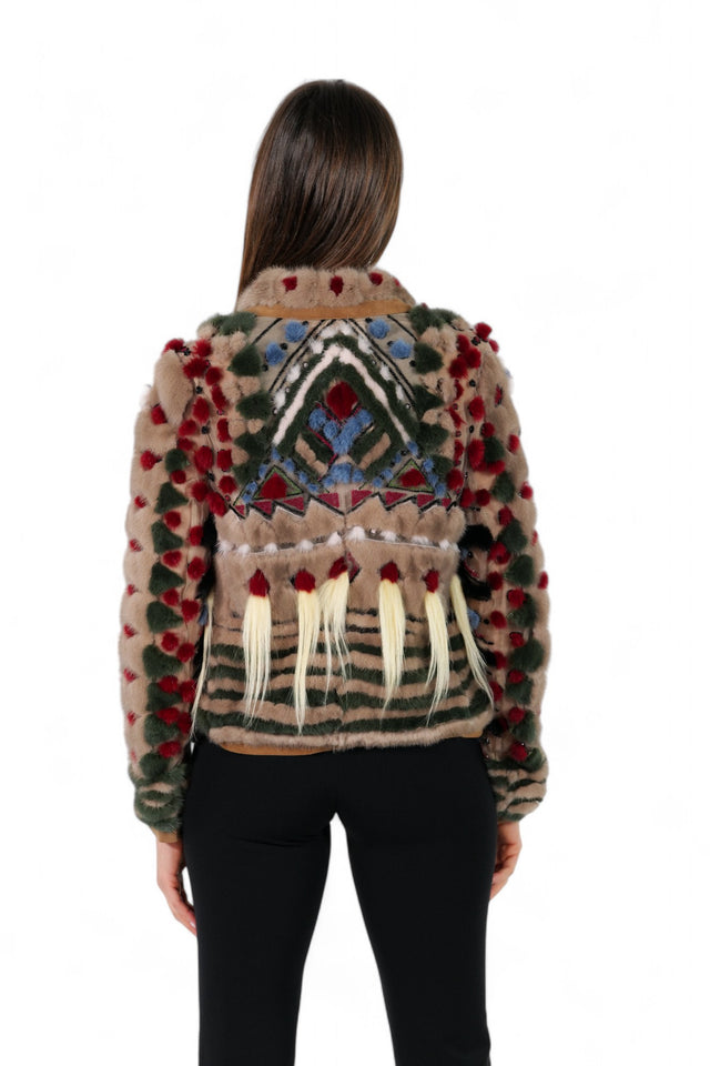 Valentino Artistic Multicolor Mink Fur Jacket