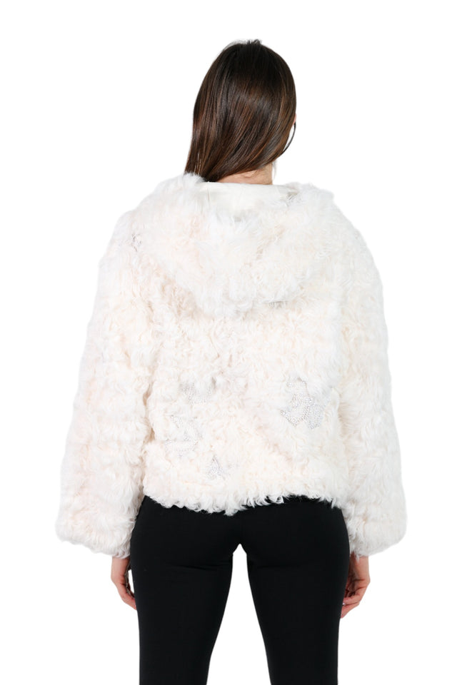 Valentino Shearling Fur Jacket with Buckle Closures in Ivory