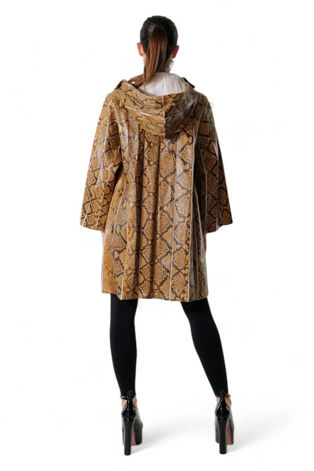 Valentino Snake-Print Hooded Raincoat