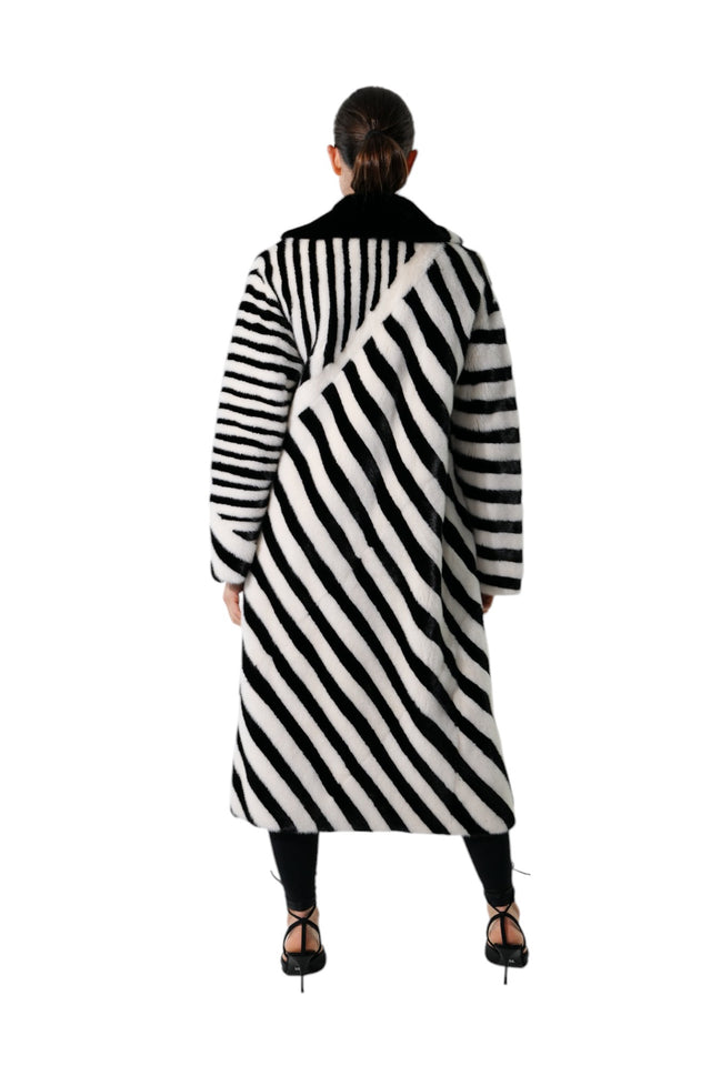 Valentino Black and White Zebra-Inspired Mink Fur Coat