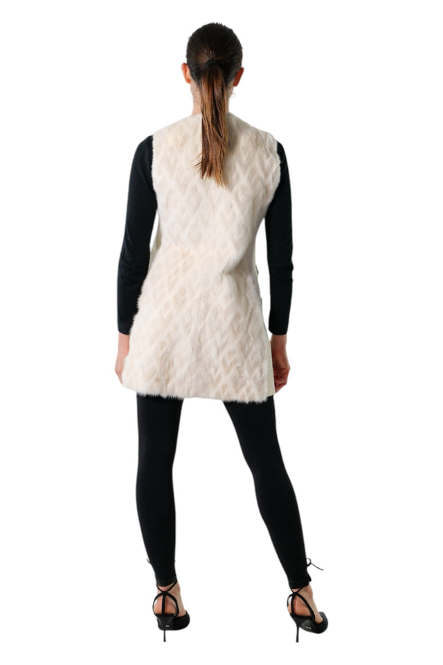 Valentino Ivory Buckled Fur Gilet